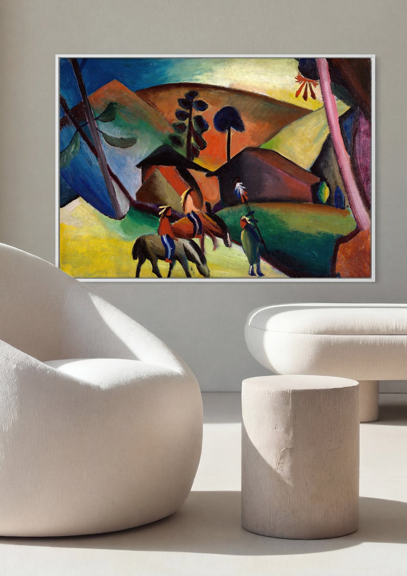 Quadro Decorativo Cenas Indígenas - August Macke em ambiente decorado
