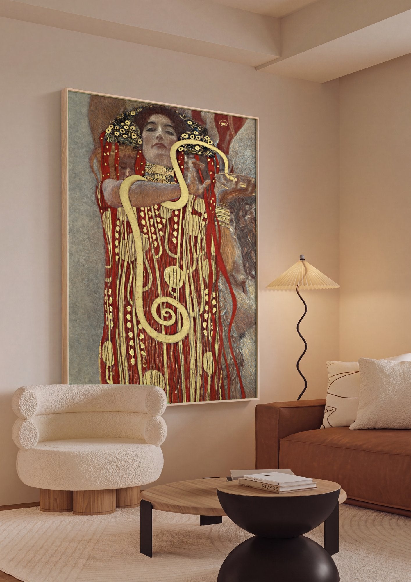 Quadro Decorativo 'Medicina' (Serpente) - Gustav Klimt em ambiente decorado