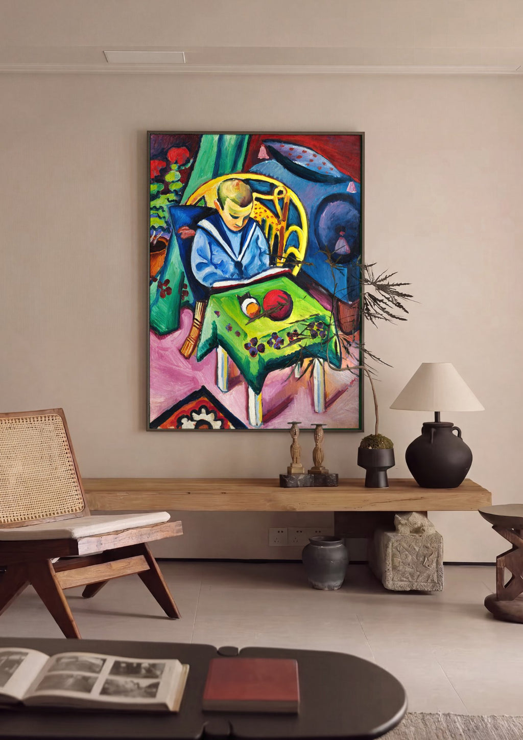 Quadro Decorativo O Menino Lendo - August Macke em ambiente decorado