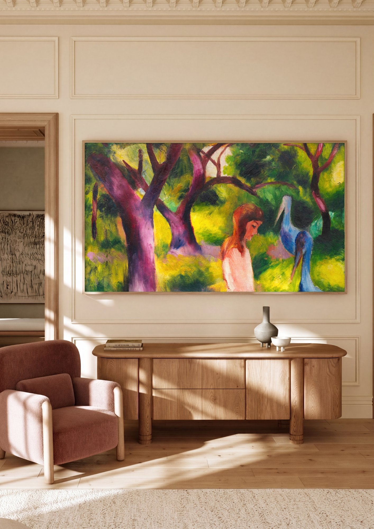 Quadro Decorativo Cenas de Jardim - August Macke em ambiente decorado