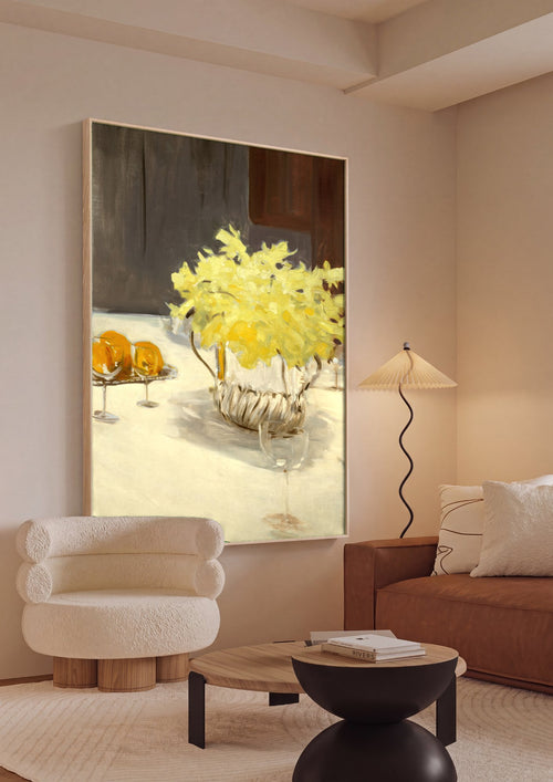 Quadro Decorativo 'Vaso de Flores e Frutas' - John Singer Sargent em ambiente decorado
