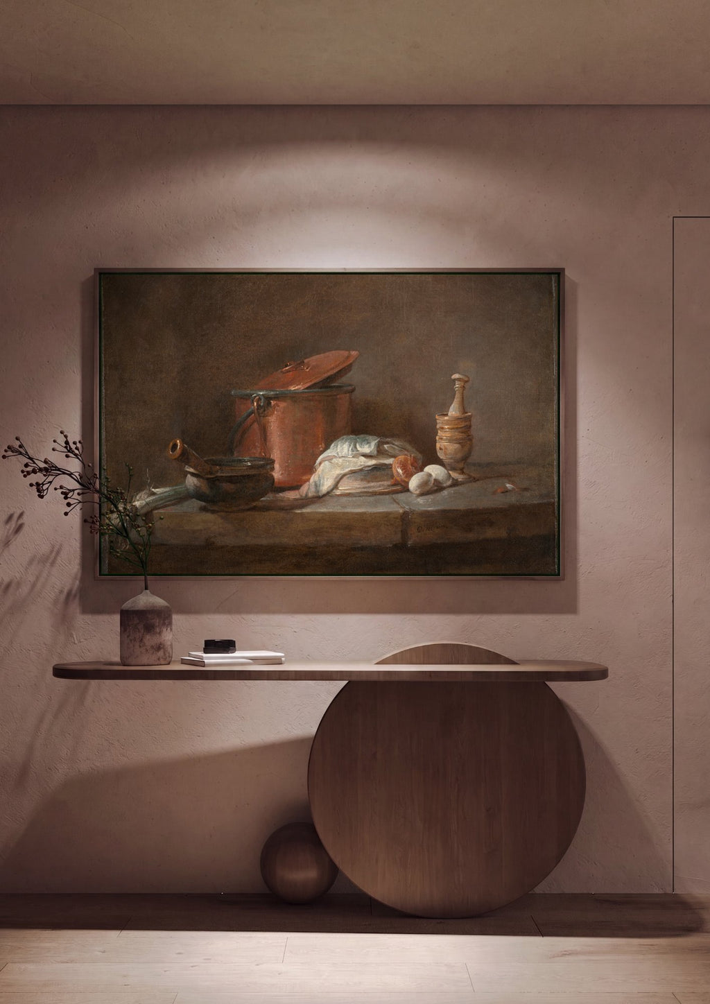 Quadro Decorativo Natureza-morta com Utensílios de Cozinha - Chardin em ambiente decorado
