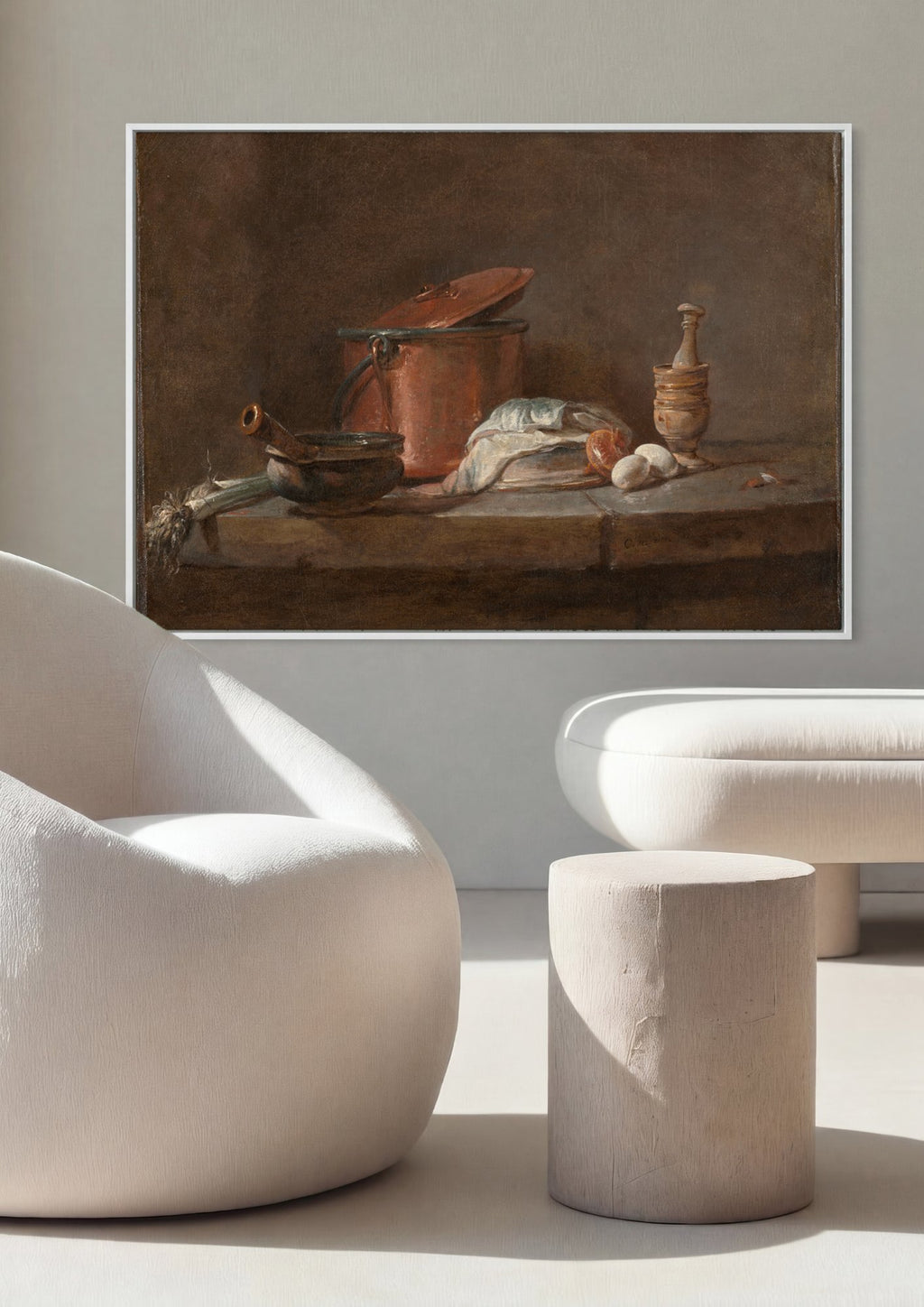 Quadro Decorativo Natureza-morta com Utensílios de Cozinha - Chardin em ambiente decorado