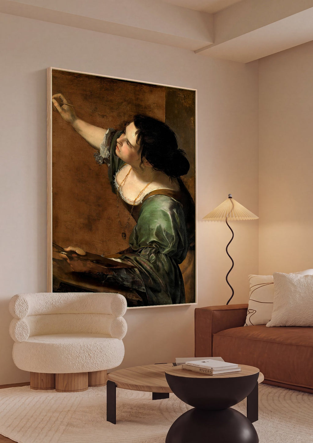 Quadro Decorativo A Autorretratista (Autorretrato como Alegoria da Pintura) - Artemisia Gentileschi em ambiente decorado