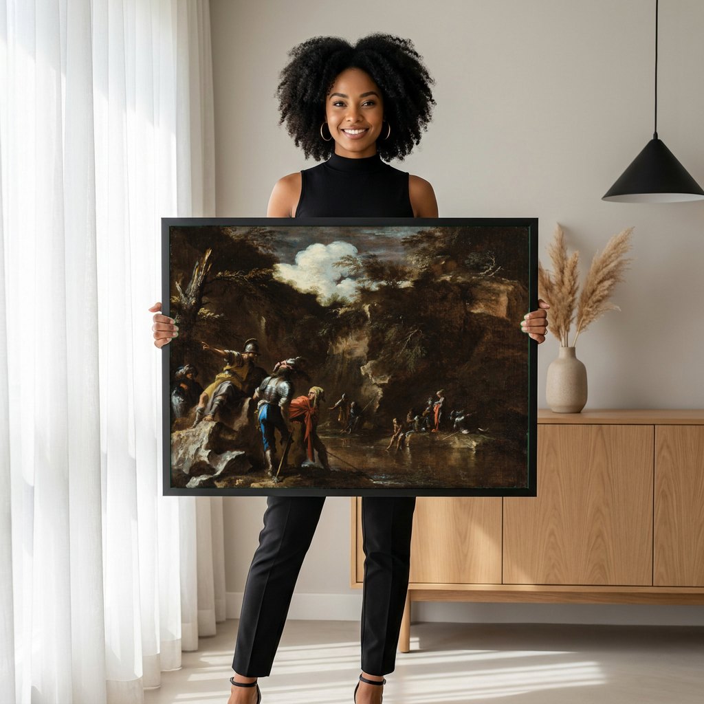 Quadro Decorativo A Pesca Milagrosa - Salvator Rosa | modelo apresentando o quadro emoldurado