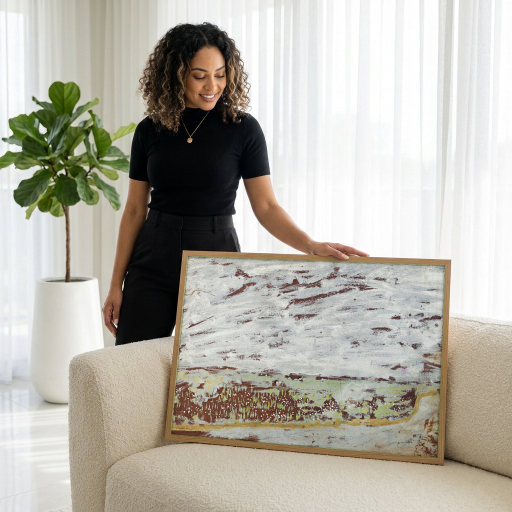 Quadro Decorativo Campo Nevado - Édouard Vuillard | modelo apresentando o quadro emoldurado
