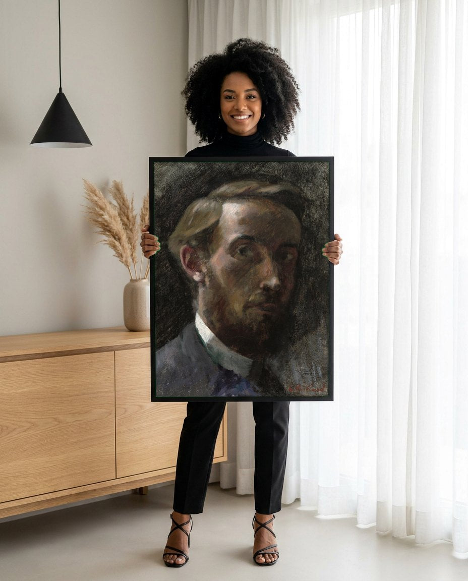 Quadro Decorativo Autorretrato - Édouard Vuillard | modelo apresentando o quadro emoldurado