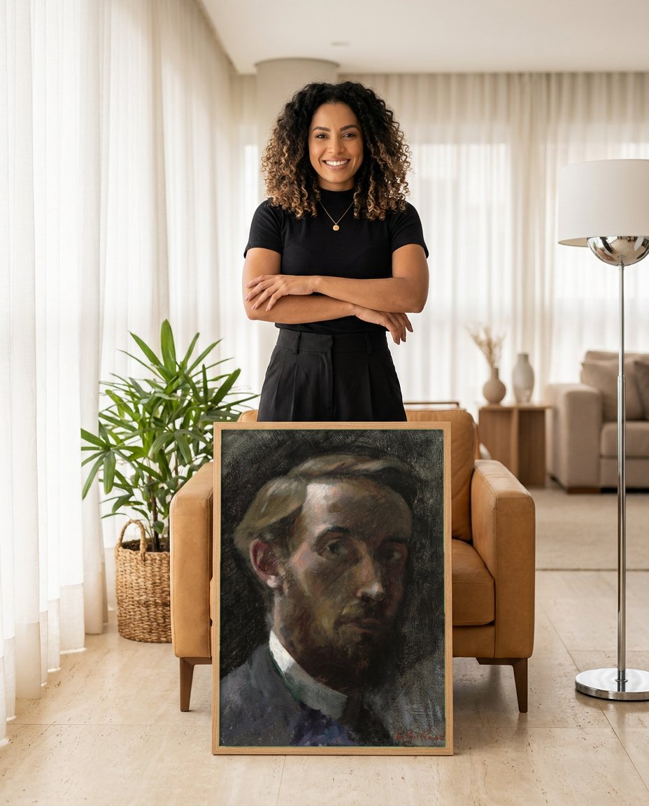 Quadro Decorativo Autorretrato - Édouard Vuillard | modelo apresentando o quadro emoldurado