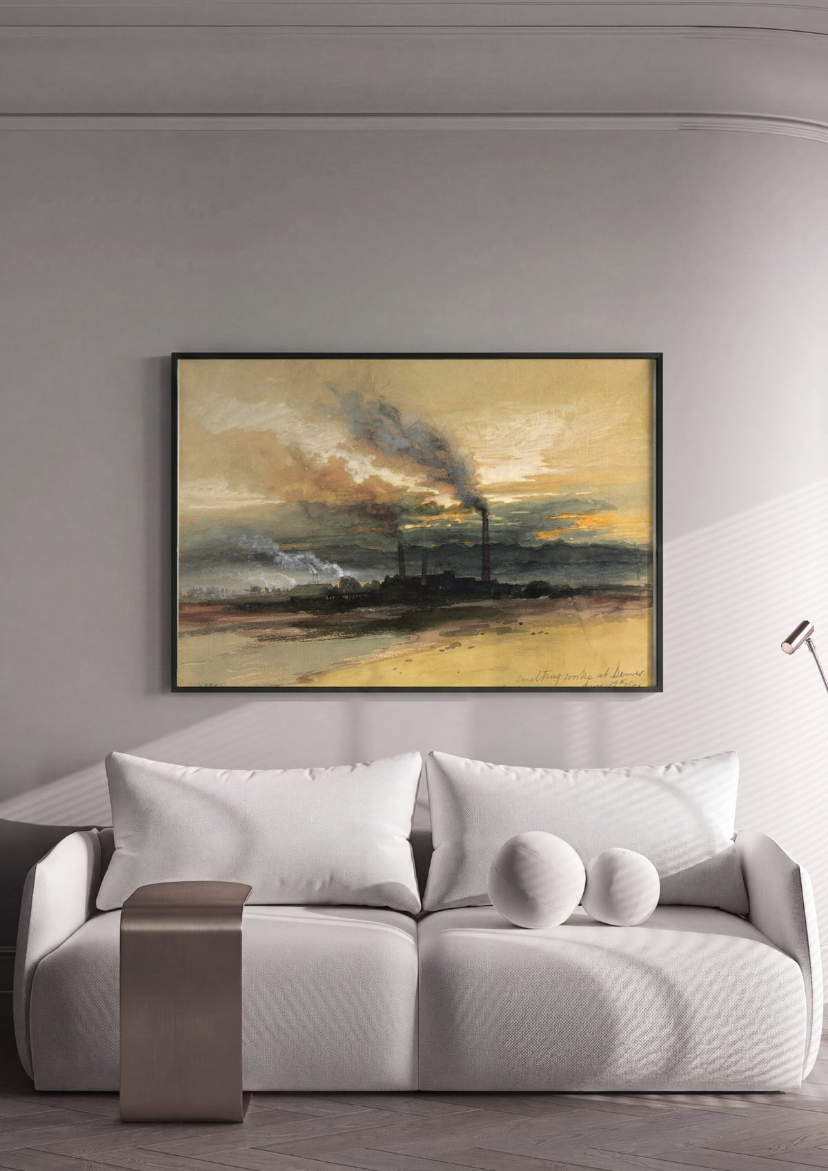 Quadro Decorativo Smelting Works at Denver - Thomas Moran | quadro emoldurado na parede