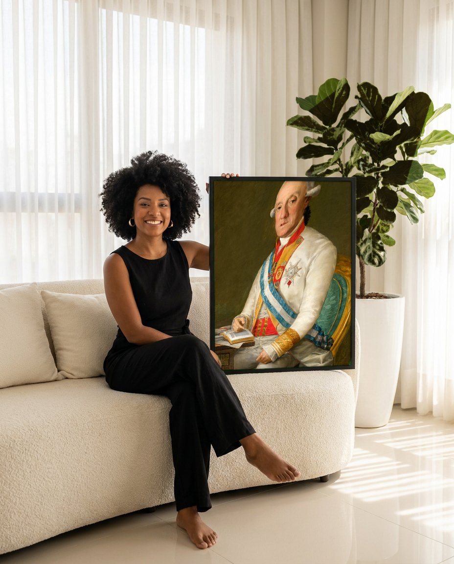 Quadro Decorativo Retrato de Carlos IV - Goya com modelo em ambiente