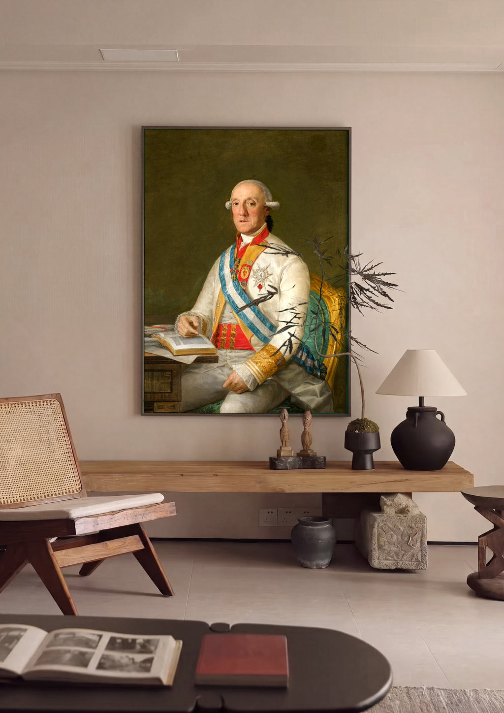 Quadro Decorativo Retrato de Carlos IV - Goya em ambiente decorado