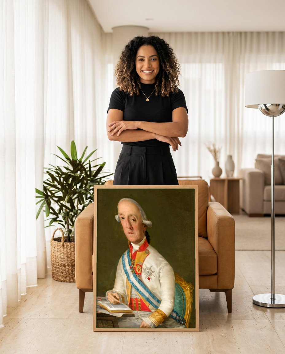 Quadro Decorativo Retrato de Carlos IV - Goya com modelo em ambiente