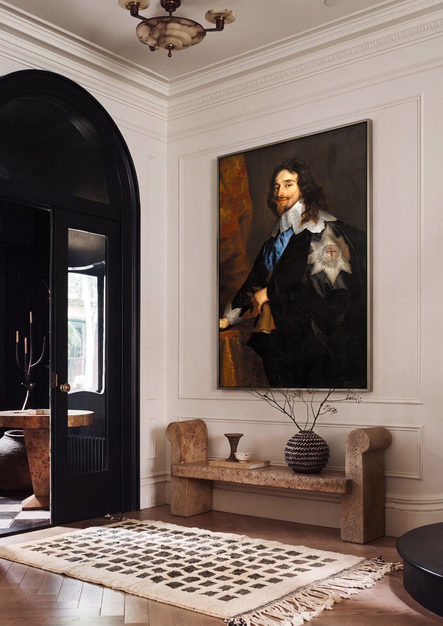 Quadro Decorativo Retrato de Carlos I - Van Dyck em ambiente decorado