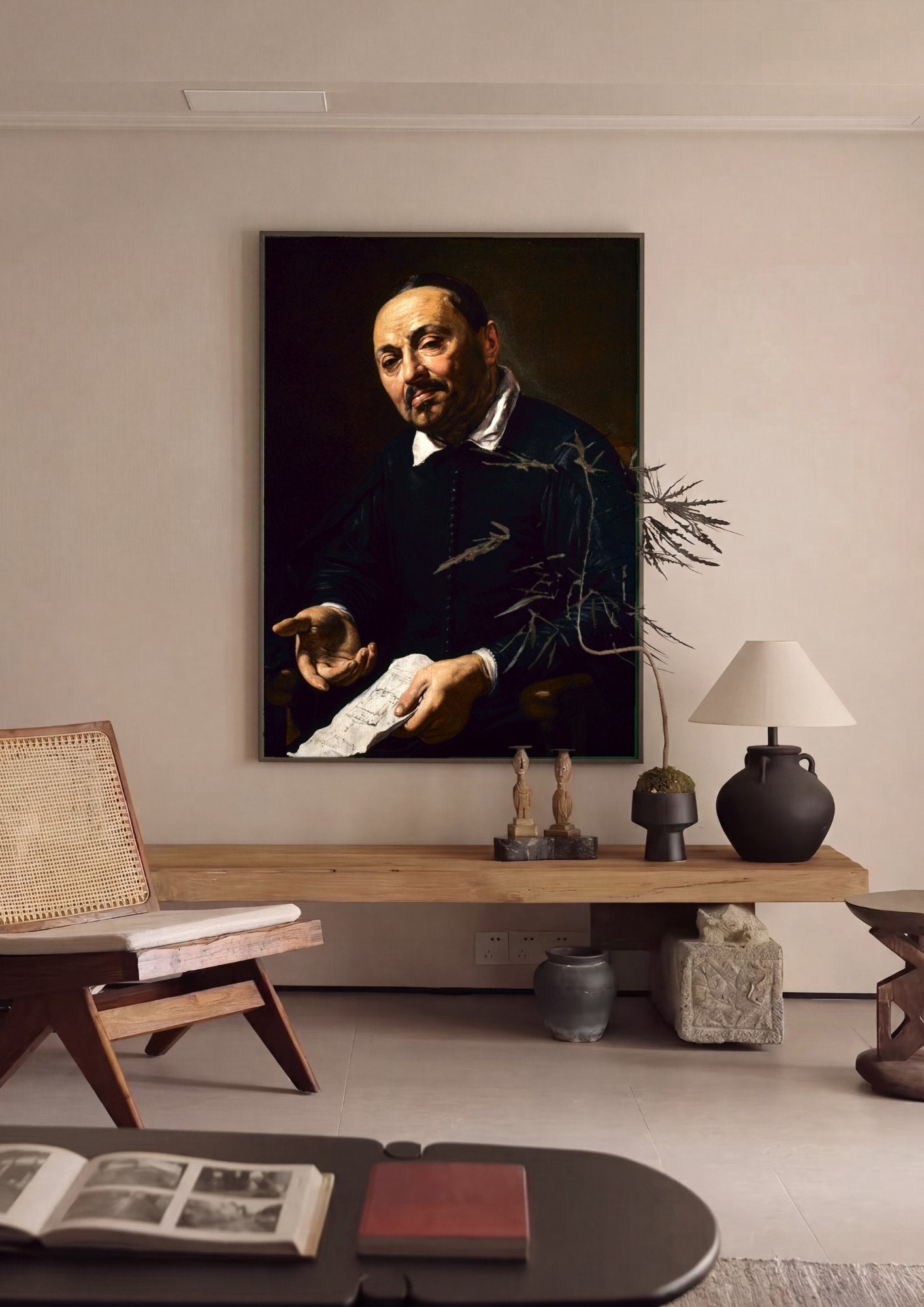 Quadro Decorativo Retrato de um Homem - Valentin de Boulogne em ambiente decorado