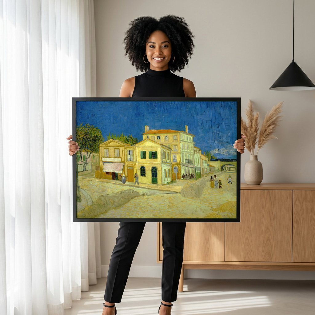 Quadro Decorativo O Céu Azul de Arles - Van Gogh com modelo em ambiente