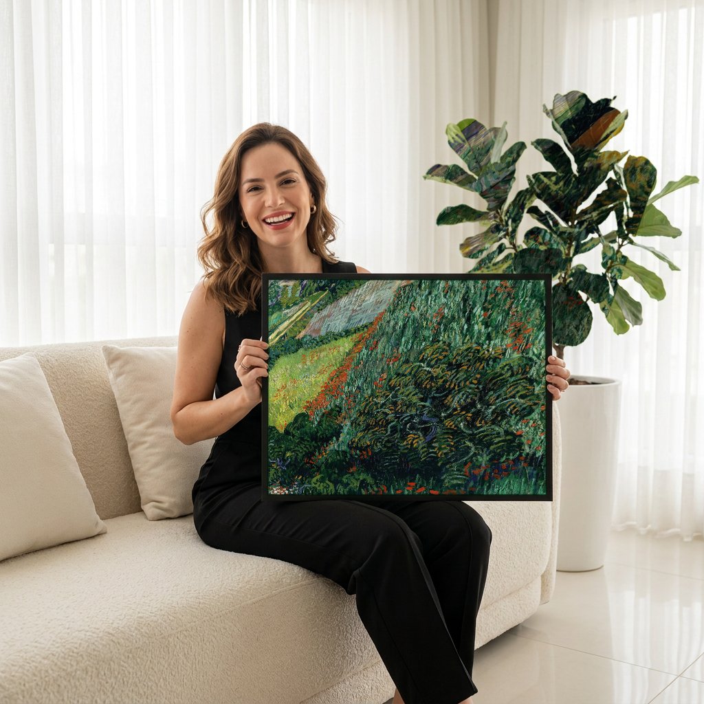 Quadro Decorativo Vista de Saint-Rémy - Van Gogh com modelo em ambiente