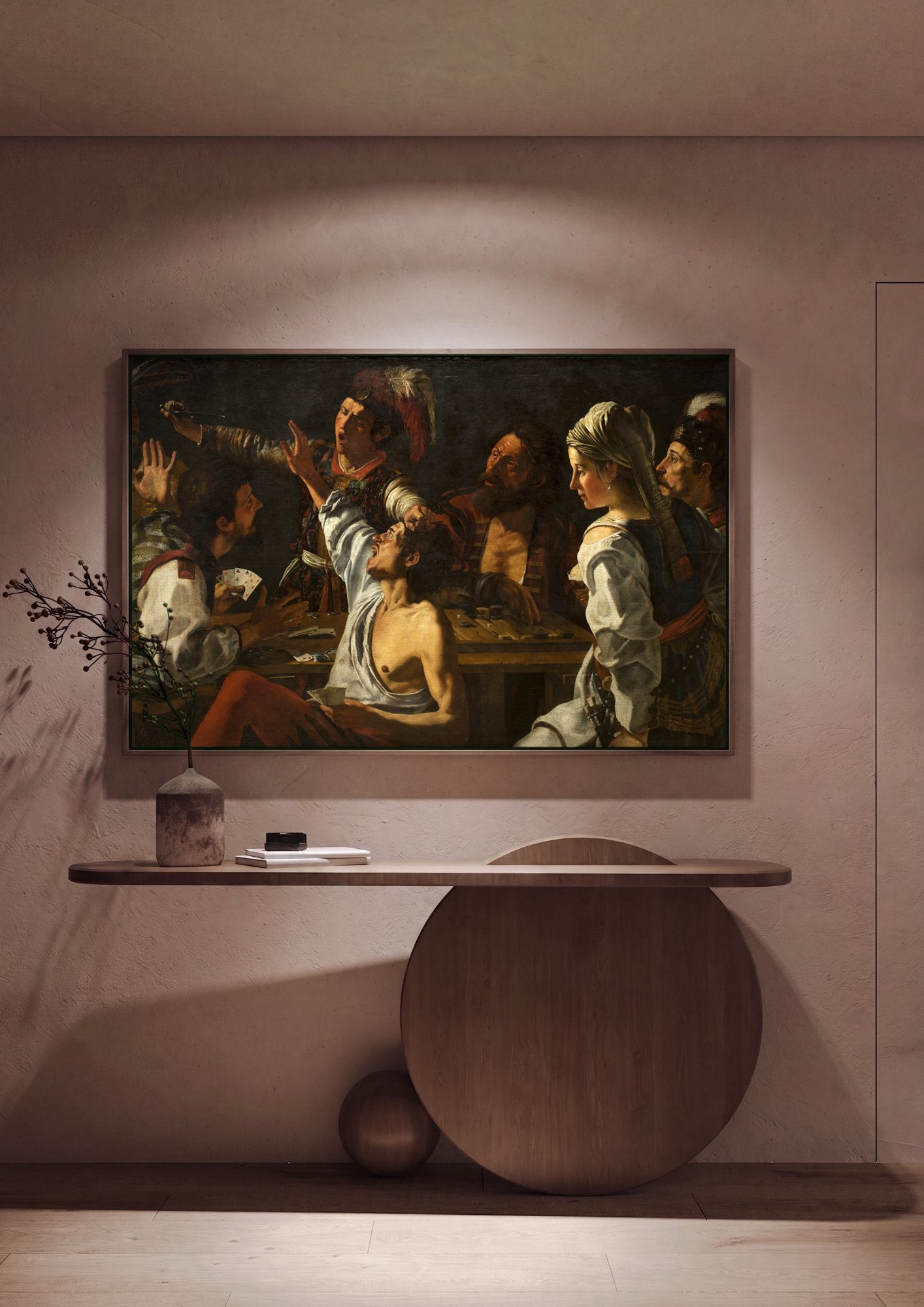 Quadro Decorativo Os Trapaceiros - Caravaggio em ambiente decorado