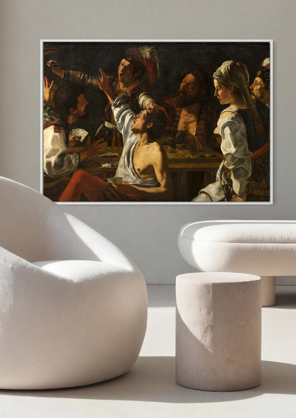 Quadro Decorativo Os Trapaceiros - Caravaggio em ambiente decorado