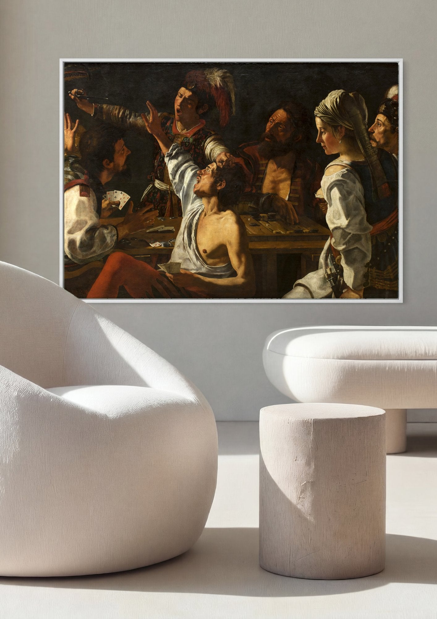 Quadro Decorativo Os Trapaceiros - Caravaggio em ambiente decorado