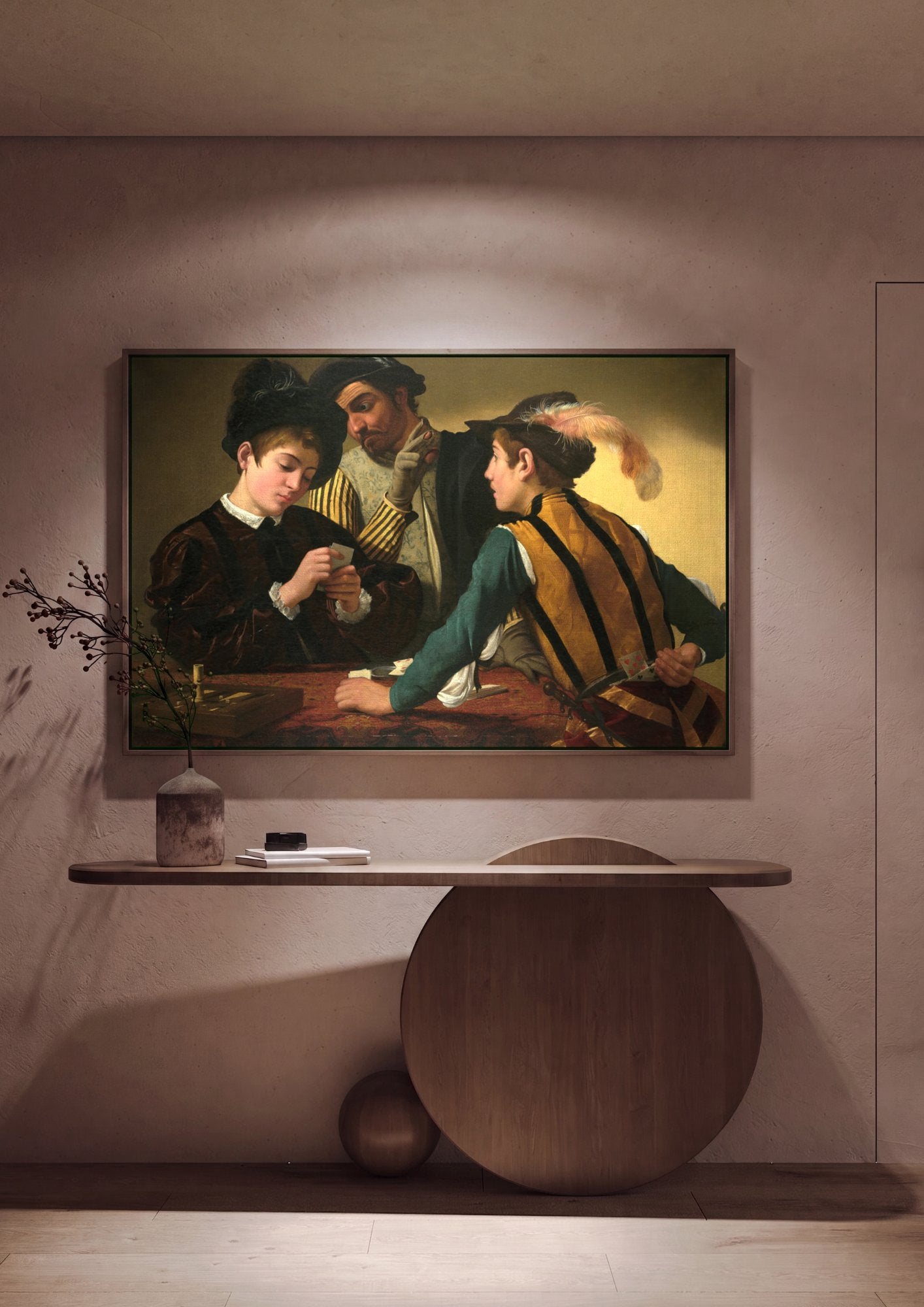 Quadro Decorativo Os Trapaceiros - Caravaggio em ambiente decorado