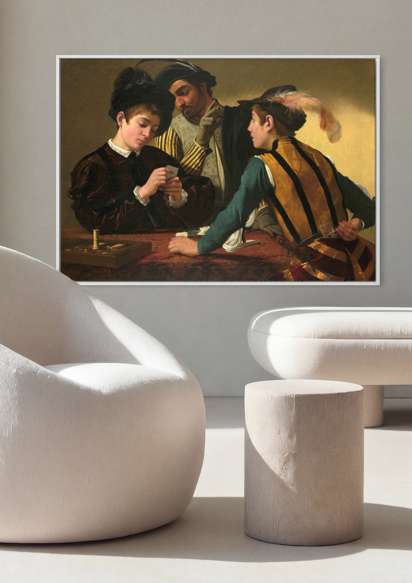 Quadro Decorativo Os Trapaceiros - Caravaggio em ambiente decorado