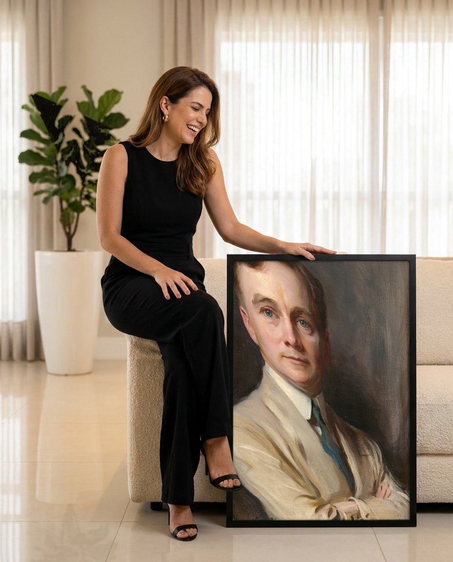 Quadro Decorativo Retrato de Jovem Cavalheiro - Philip Alexius de László com modelo em ambiente