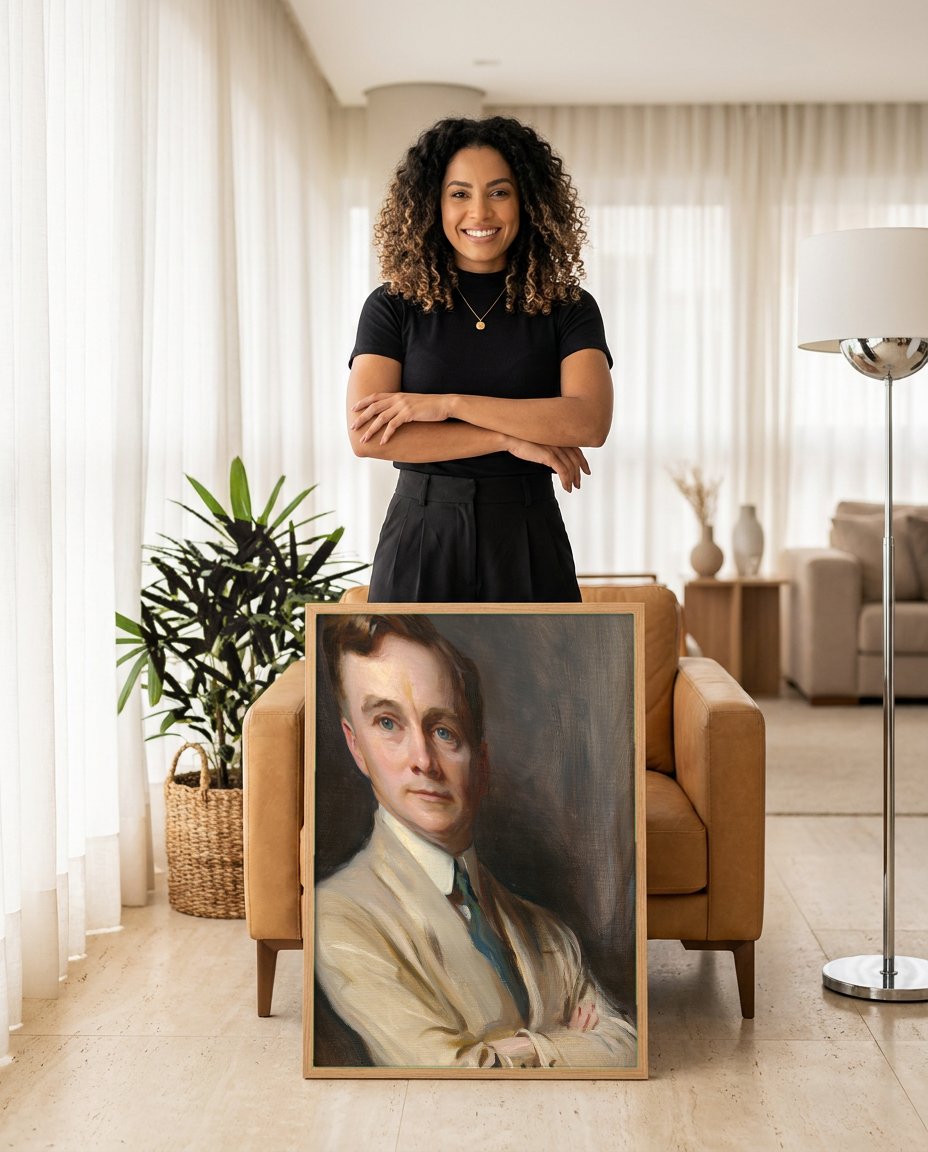 Quadro Decorativo Retrato de Jovem Cavalheiro - Philip Alexius de László com modelo em ambiente