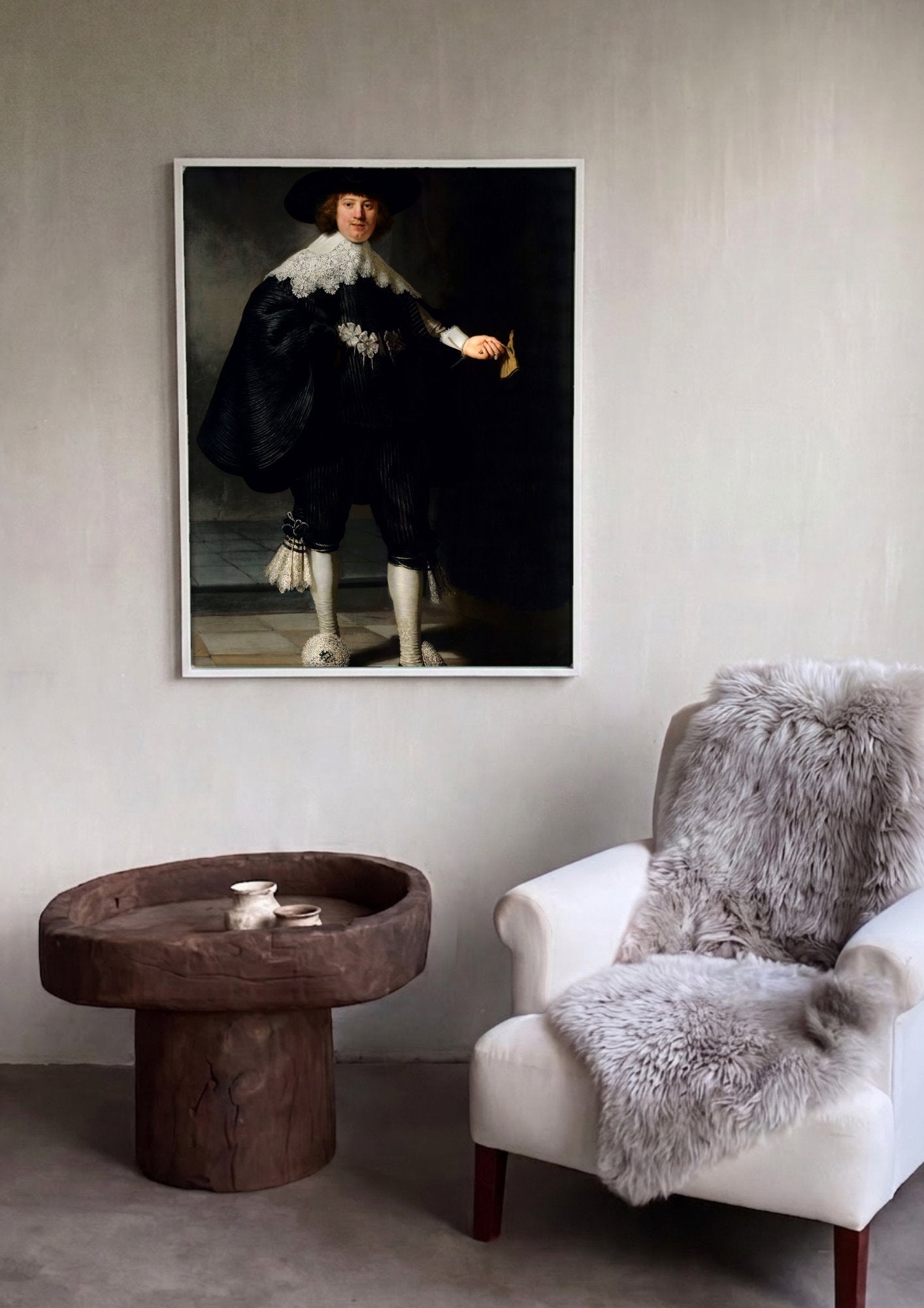 Quadro Decorativo Retrato de Jovem Cavalheiro - Rembrandt em ambiente decorado