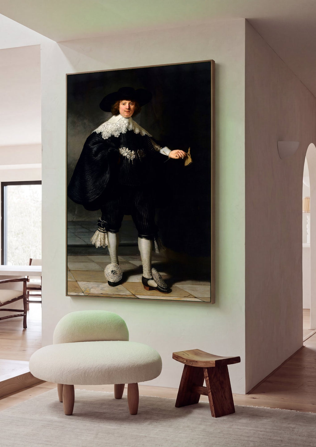 Quadro Decorativo Retrato de Jovem Cavalheiro - Rembrandt em ambiente decorado