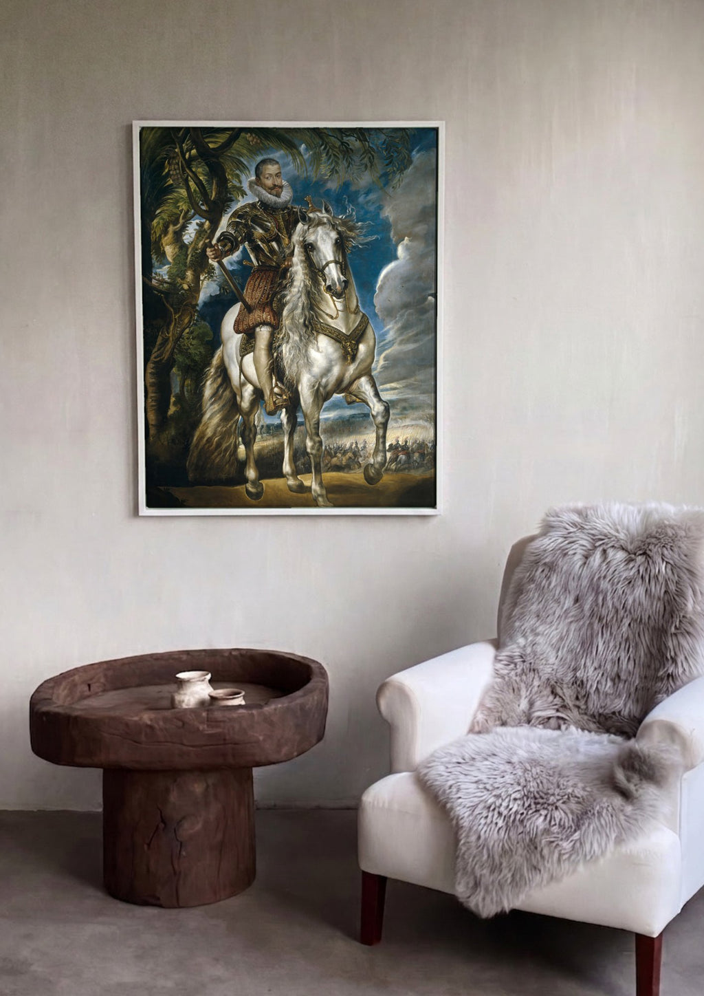 Quadro Decorativo Duque de Lerma a Cavalo - Rubens em ambiente decorado