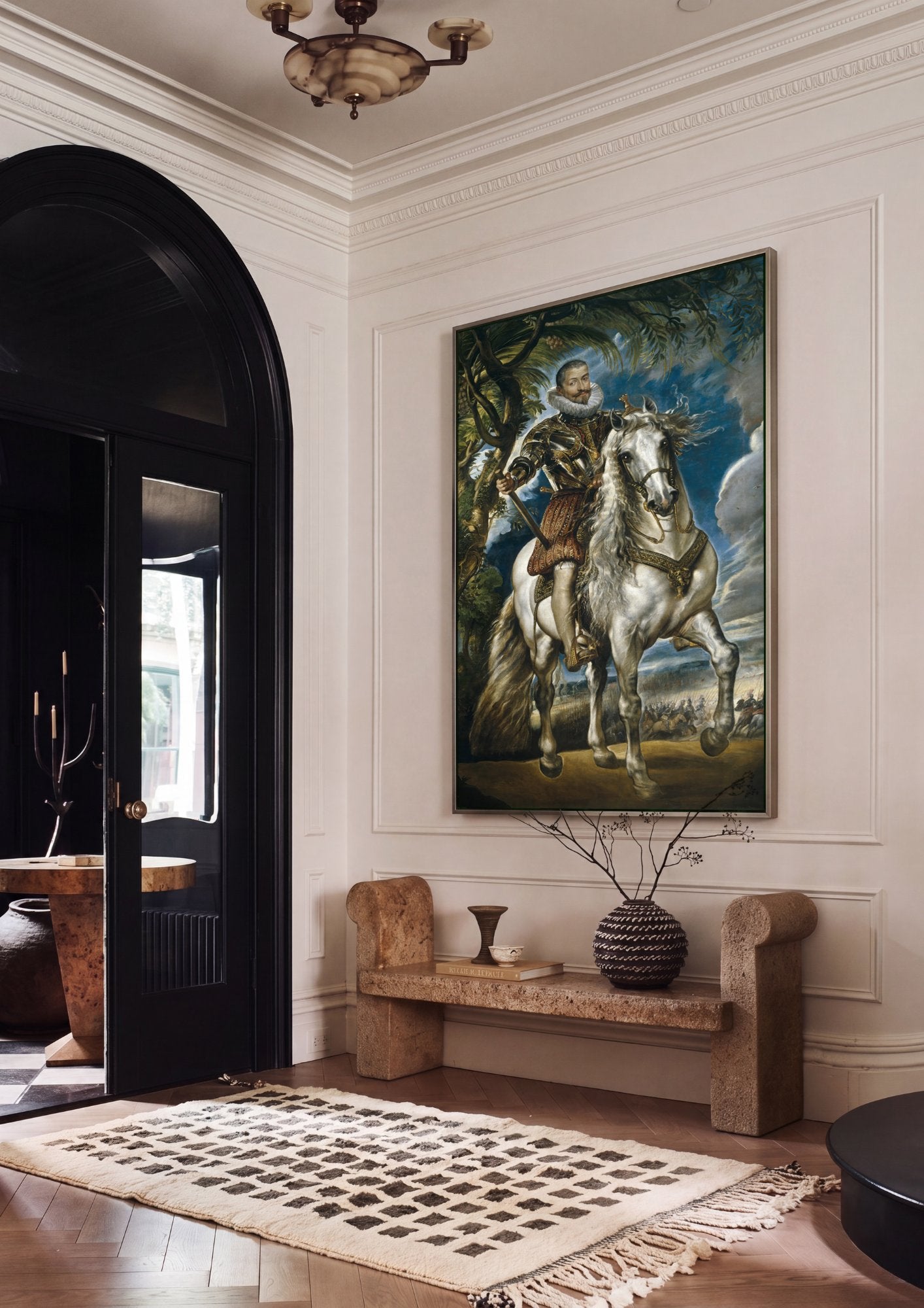 Quadro Decorativo Duque de Lerma a Cavalo - Rubens em ambiente decorado