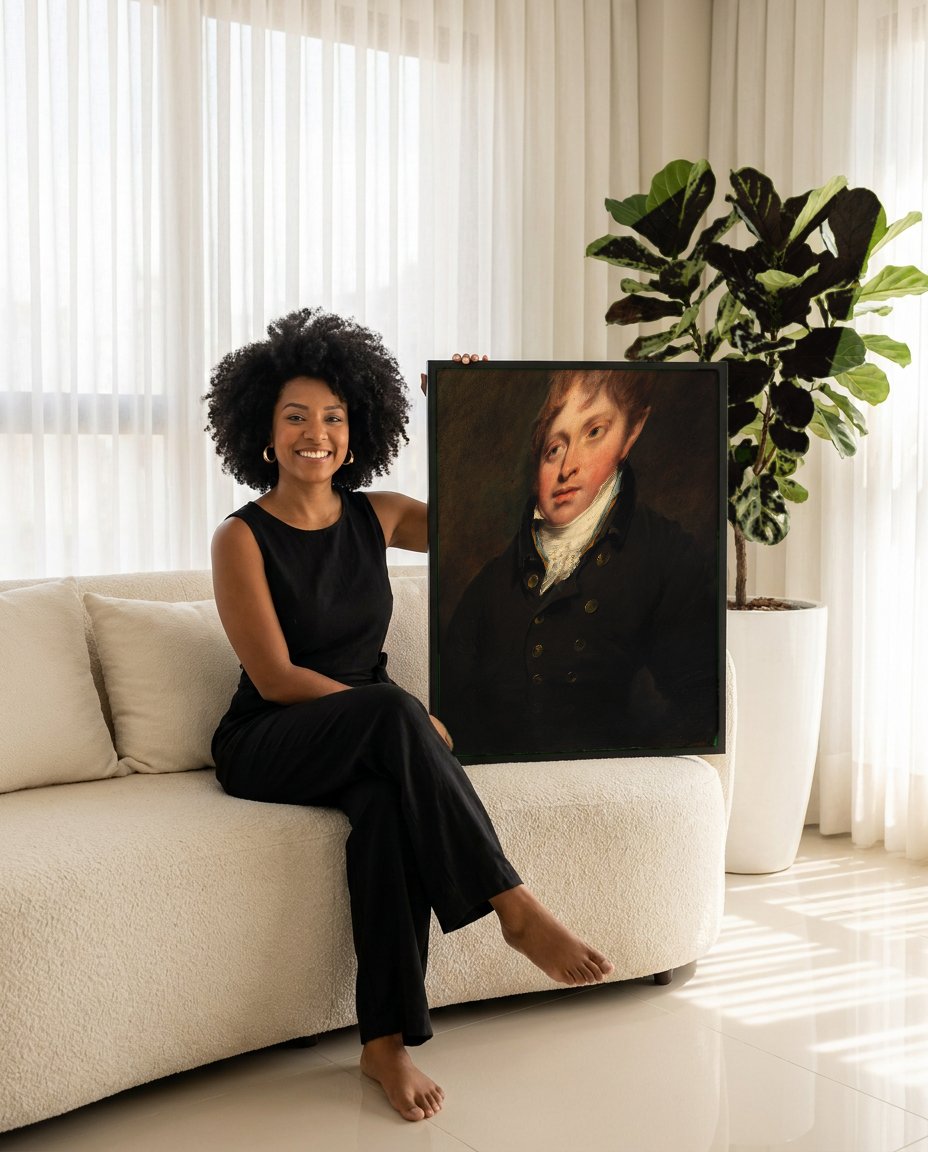 Quadro Decorativo Retrato de Jovem Cavalheiro - John Hoppner com modelo em ambiente