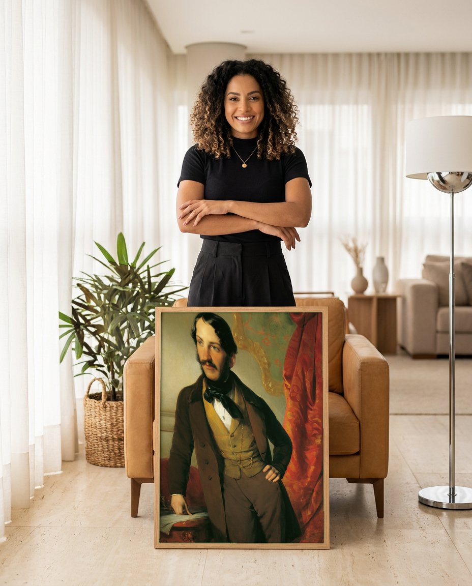Quadro Decorativo Retrato de Jovem Cavalheiro - Amerling com modelo em ambiente