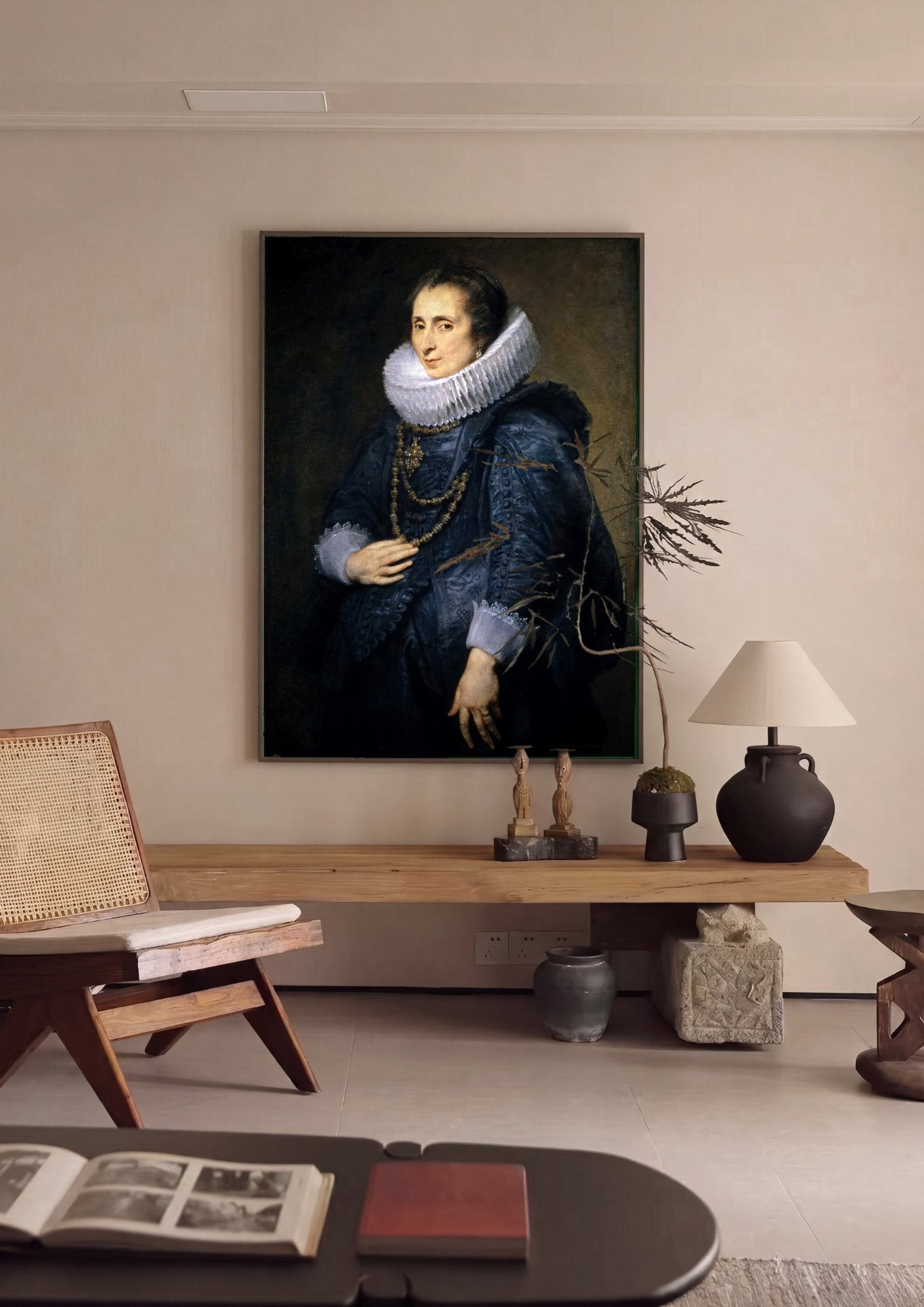 Quadro Decorativo Retrato de Mulher - Van Dyck em ambiente decorado