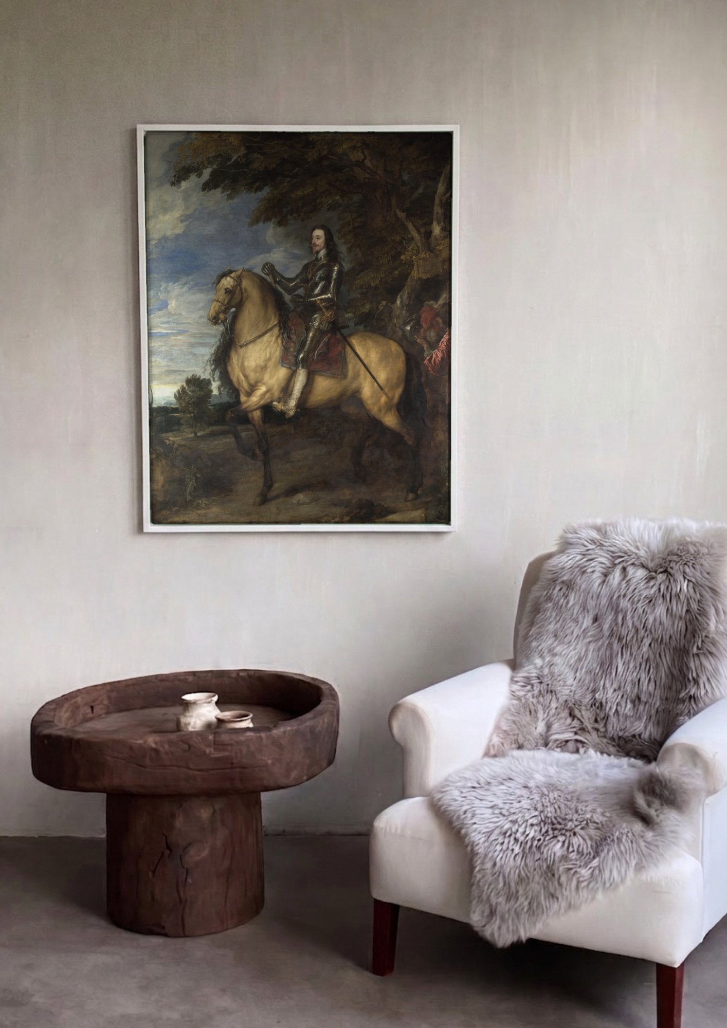 Quadro Decorativo Carlos I a Cavalo - Van Dyck em ambiente decorado