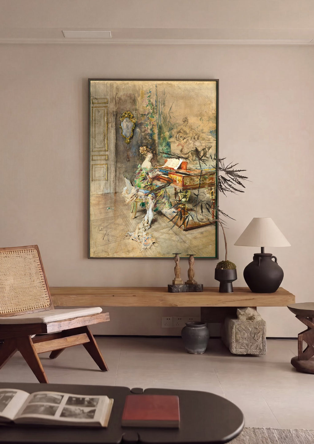 Quadro Decorativo Mulher ao Piano - Giovanni Boldini em ambiente decorado