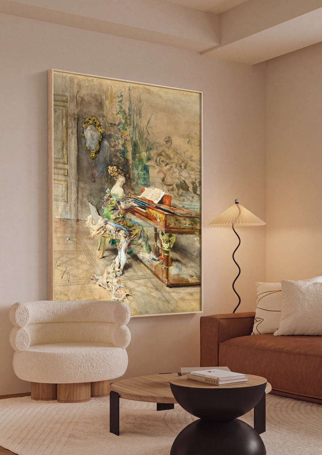 Quadro Decorativo Mulher ao Piano - Giovanni Boldini em ambiente decorado