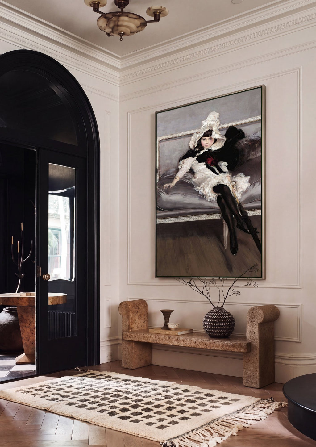 Quadro Decorativo A Dama de Preto - Giovanni Boldini em ambiente decorado