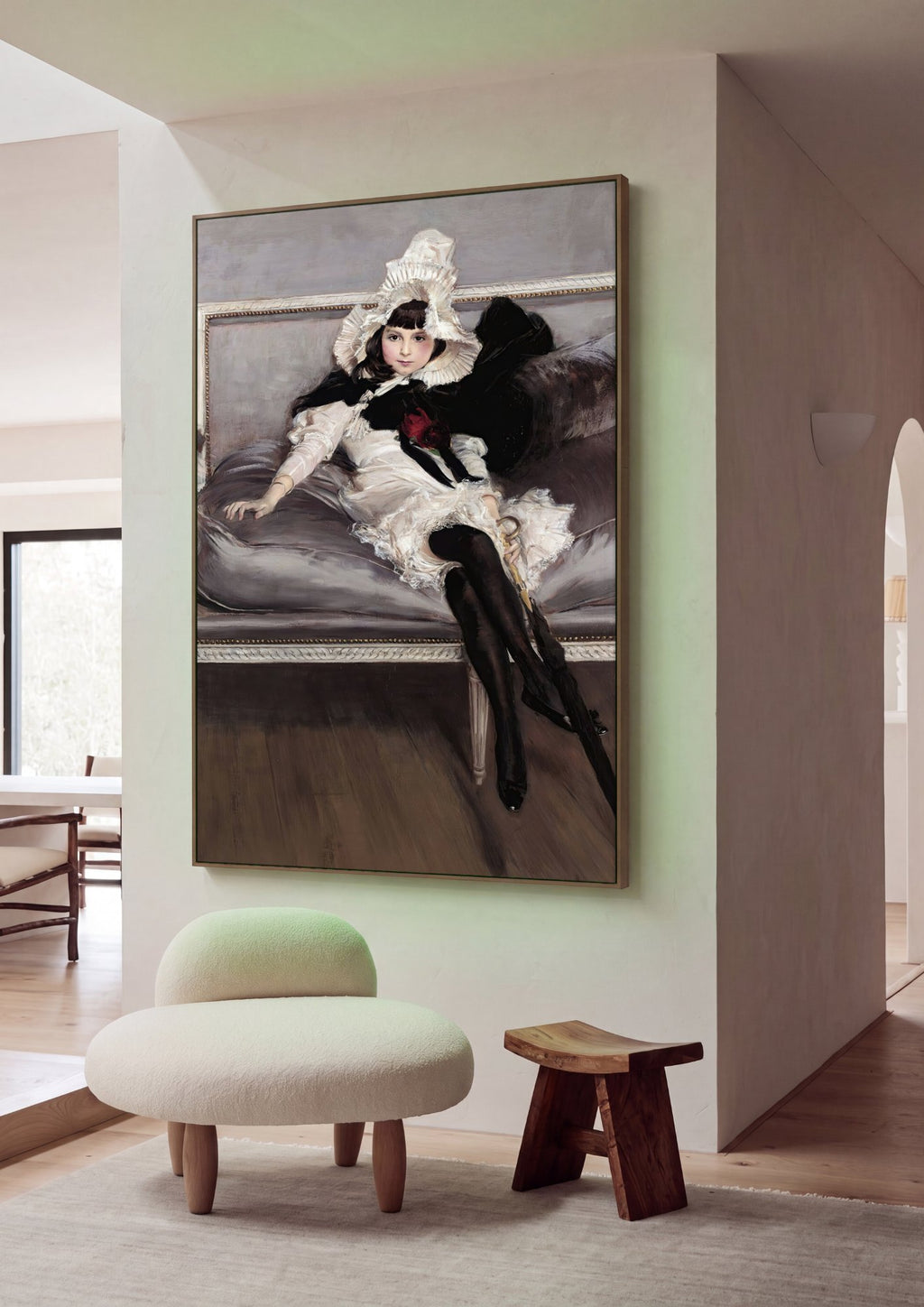 Quadro Decorativo A Dama de Preto - Giovanni Boldini em ambiente decorado