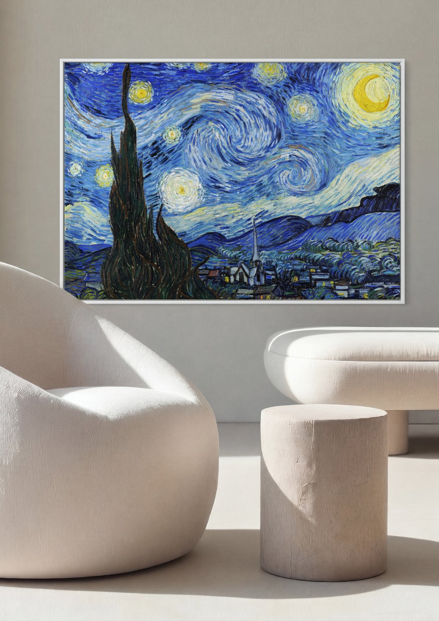 Quadro Decorativo A Noite Estrelada - Van Gogh em ambiente decorado