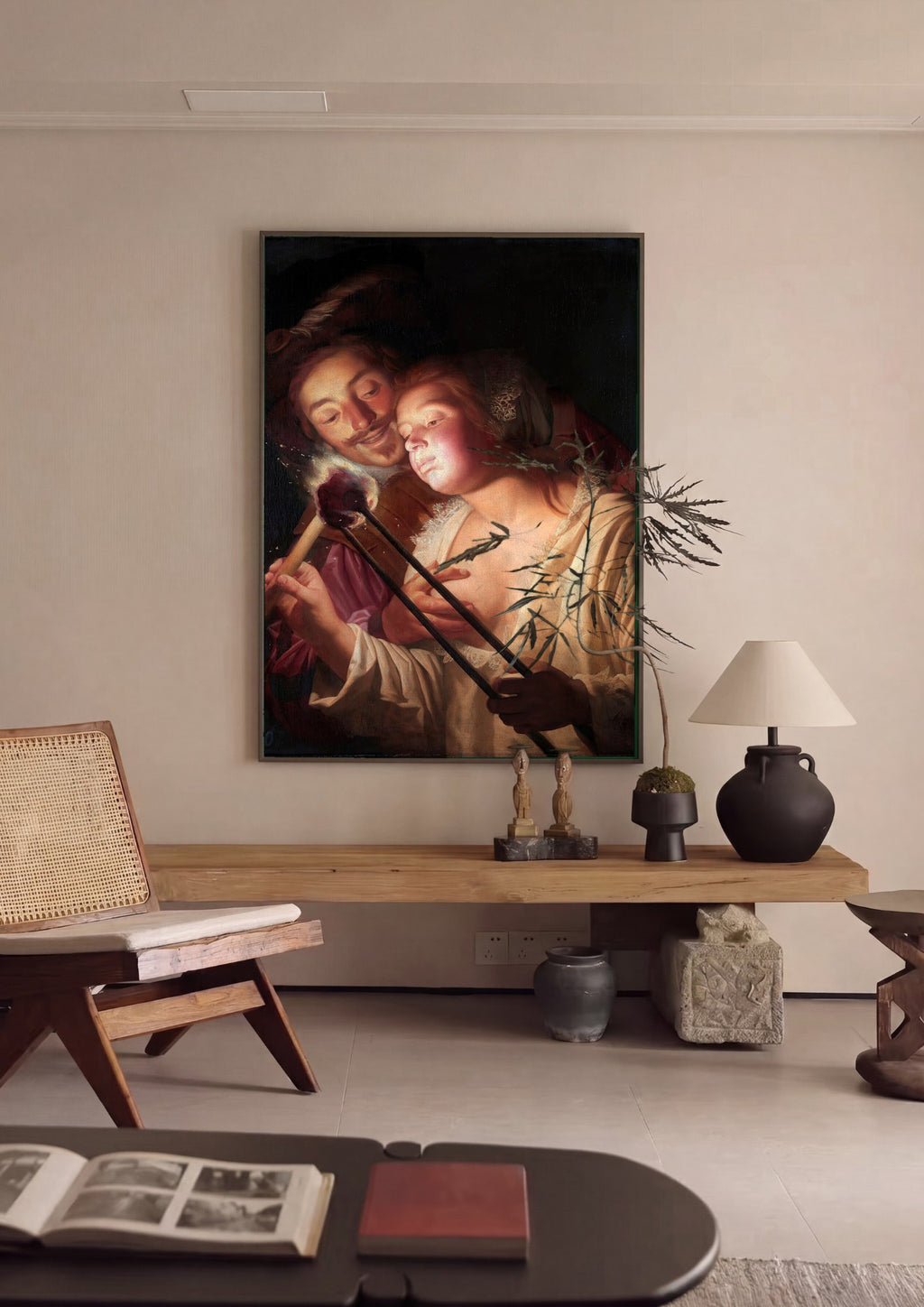 Quadro Decorativo 'O Ferreiro' – Gerard van Honthorst em ambiente decorado