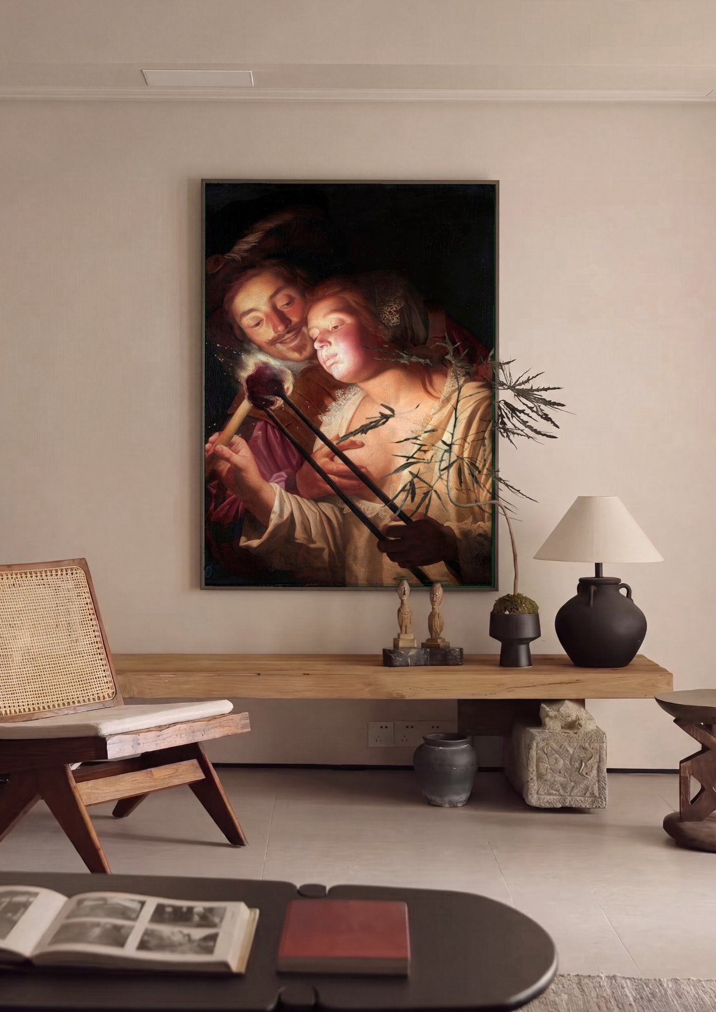 Quadro Decorativo 'O Ferreiro' – Gerard van Honthorst em ambiente decorado
