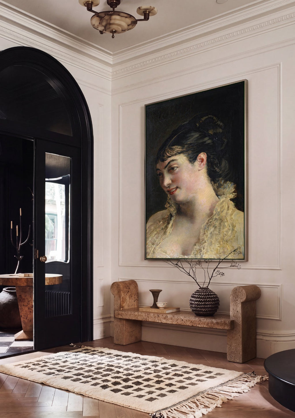 Quadro Decorativo A Dama de Preto - Giovanni Boldini em ambiente decorado
