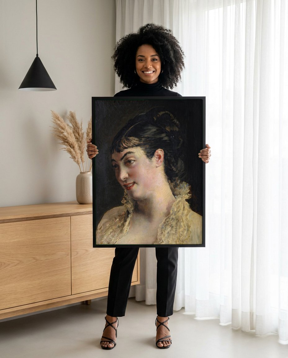 Quadro Decorativo A Dama de Preto - Giovanni Boldini com modelo em ambiente
