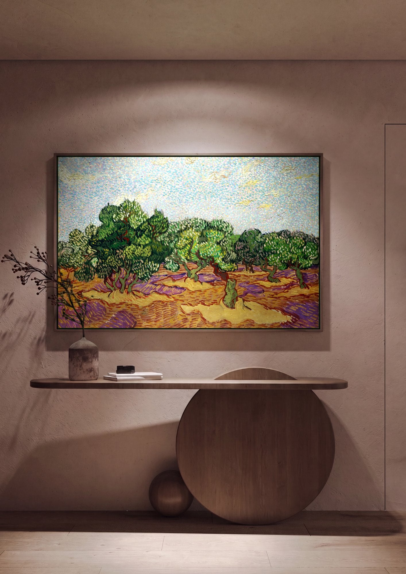 Quadro Decorativo Campo de Oliveiras - Van Gogh em ambiente decorado
