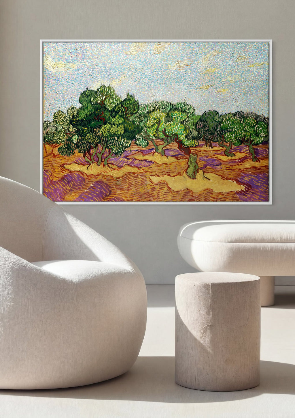 Quadro Decorativo Campo de Oliveiras - Van Gogh em ambiente decorado