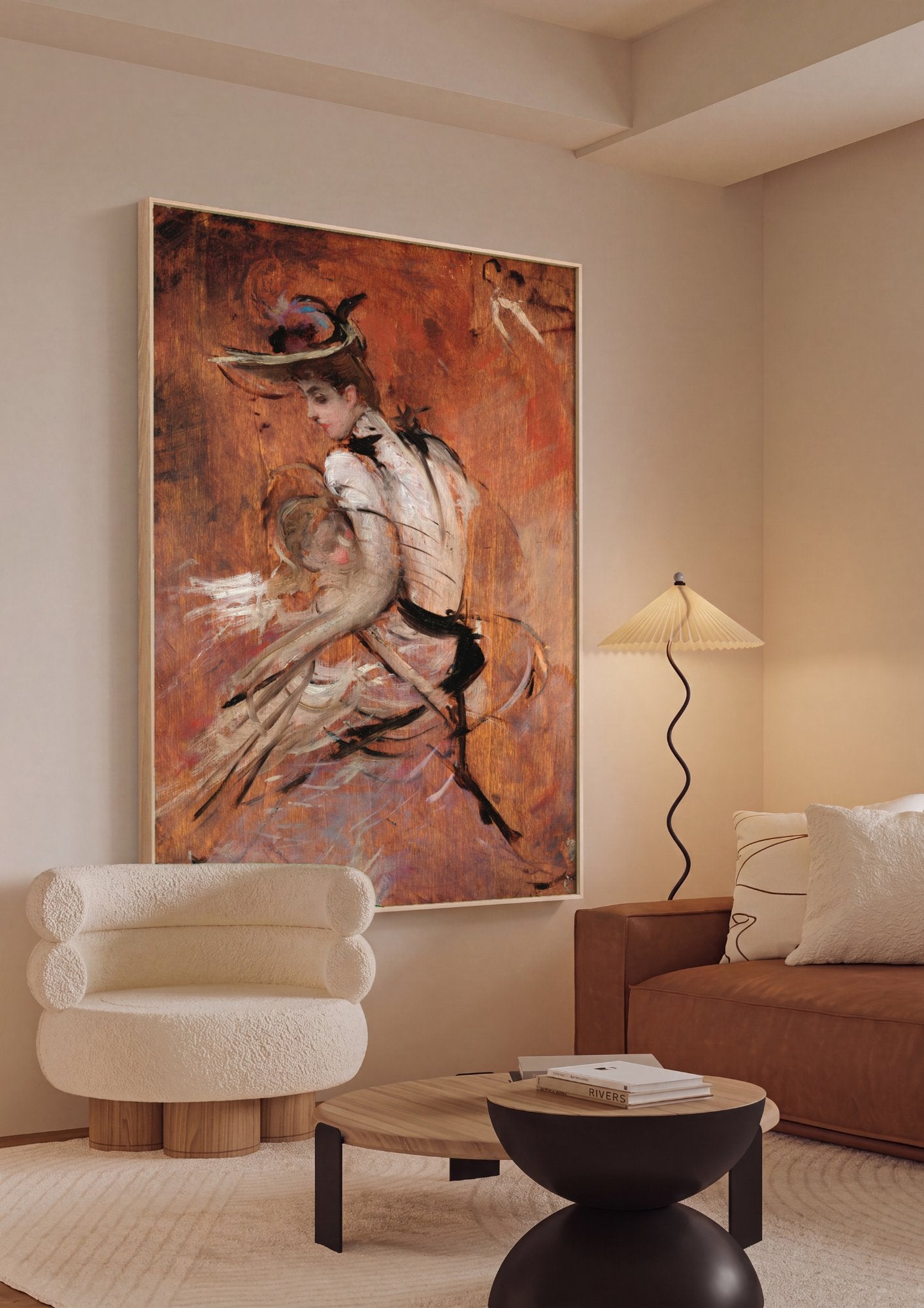 Quadro Decorativo Dama com Chapeu - Giovanni Boldini em ambiente decorado