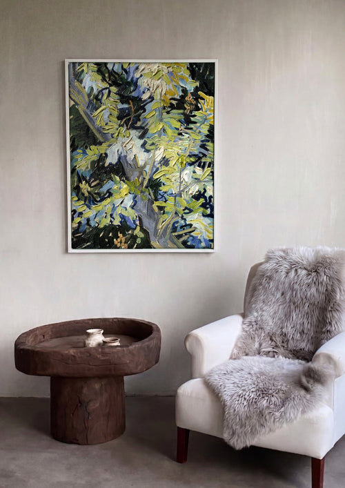 Quadro Decorativo 'Folhas de Figueira' - Van Gogh em ambiente decorado