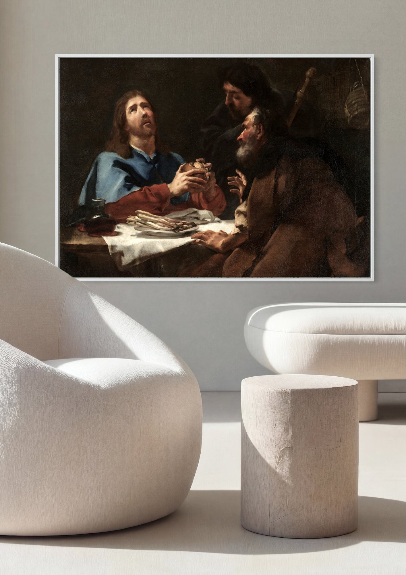 Quadro Decorativo A Ceia em Emaús - Giovanni Battista Piazzetta em ambiente decorado