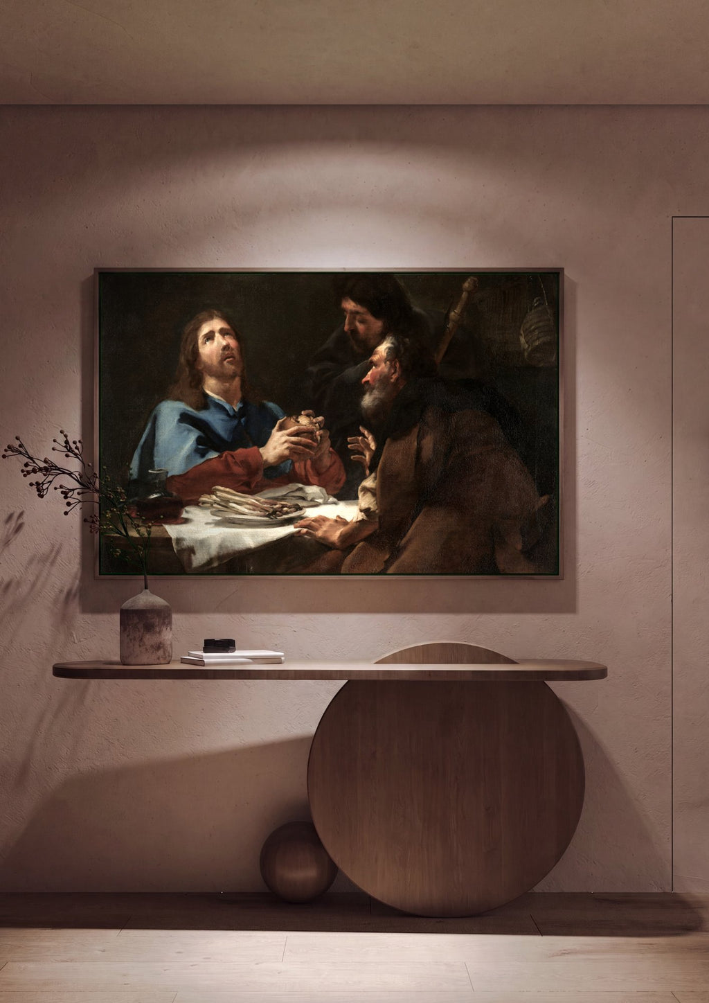 Quadro Decorativo A Ceia em Emaús - Giovanni Battista Piazzetta em ambiente decorado